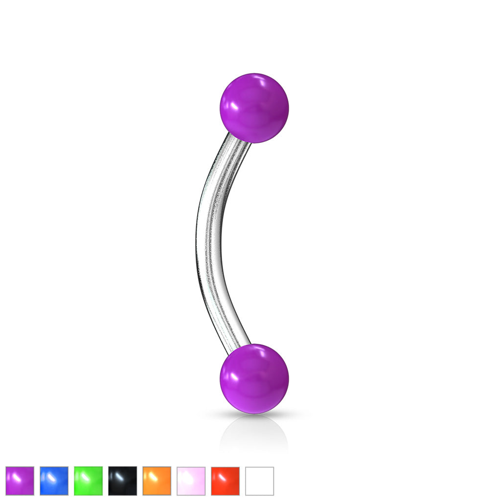 Solid Color Acrylic Balls Surgical Steel Curve Eyebrow